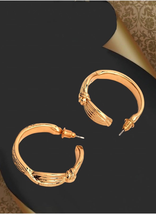 Just Peachy Just Peachy Gold-Plated Contemporary Half Hoop Earrings ? Modern and Elegant Design ? Luxurious Gold Finish ? Lightweight and Comfortable ? Perfect for Everyday Wear or Special Occasions  - Image 3