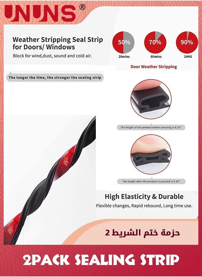 UNUNS Weather Stripping,40 ft Black Rubber Weather Stripping Door Seal Strip,D Shape Door Rubber Weather Seal Strip,Self-Adhesive Door Weatherstripping Soundproofing Door Seal Strip For Windows  - Image 5