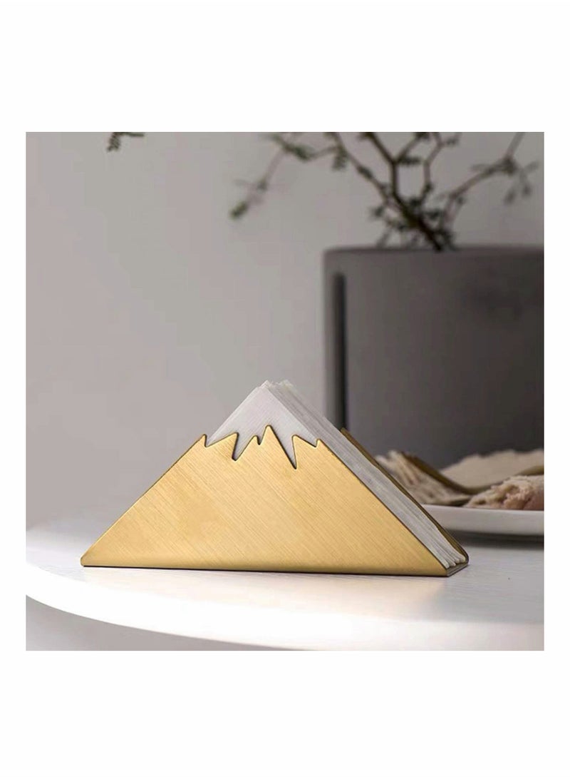 Y&D - Gold Napkin Holder Freestanding Steel Tissue Dispenser Paper for Dining Table Kitchen Countertop Guest Towel (Mountain) - Image 1