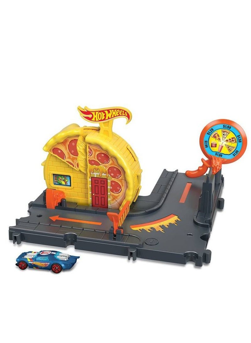 Hot Wheels مجموعة مسار التقاط البيتزا السريع من هوت ويلز سيتي - Image 1
