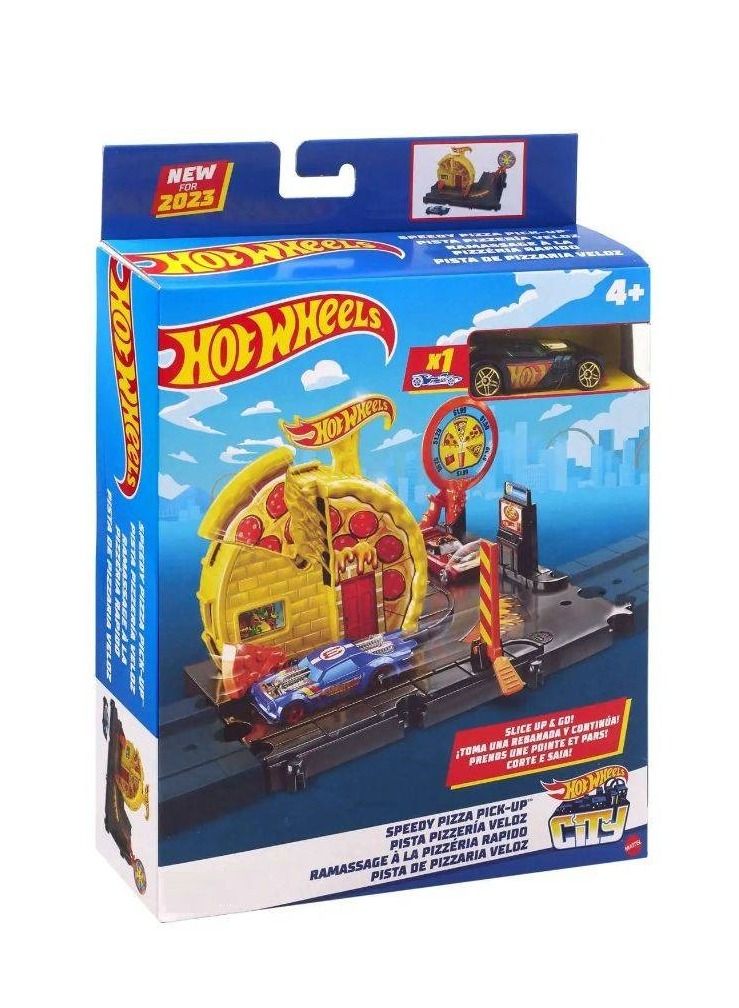 Hot Wheels مجموعة مسار التقاط البيتزا السريع من هوت ويلز سيتي - Image 2