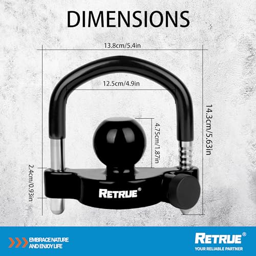 RETRUE Universal Trailer Ball Lock Hitch Coupler Locks Fits 1-7/8 Inch, 2 Inch, 2-5/16 Inch Couplers Adjustable Security with Weatherproof Cover and Cap, Black - Image 5