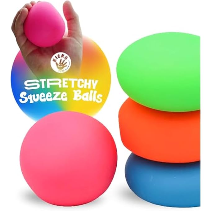 Kicko Sensory Squeeze Balls - 4 Pack - 2 Inch - Colorful Soft Stretchy Stress Balls - Assorted Novelty and Gag Toys, Party Favors, Bag Stuffers, Gift Ideas, Fidget Toys, Stress Relievers - Image 2
