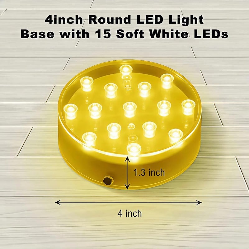 Simplelight4you Store قاعدة إضاءة LED دائرية بسيطة 4 بوصة - مثالية لفن الزجاج، عرض LED مثالي للزهور، القطع المركزية (قاعدة إضاءة مزهرية دائرية 4 بوصة، أبيض ناعم) - Image 3