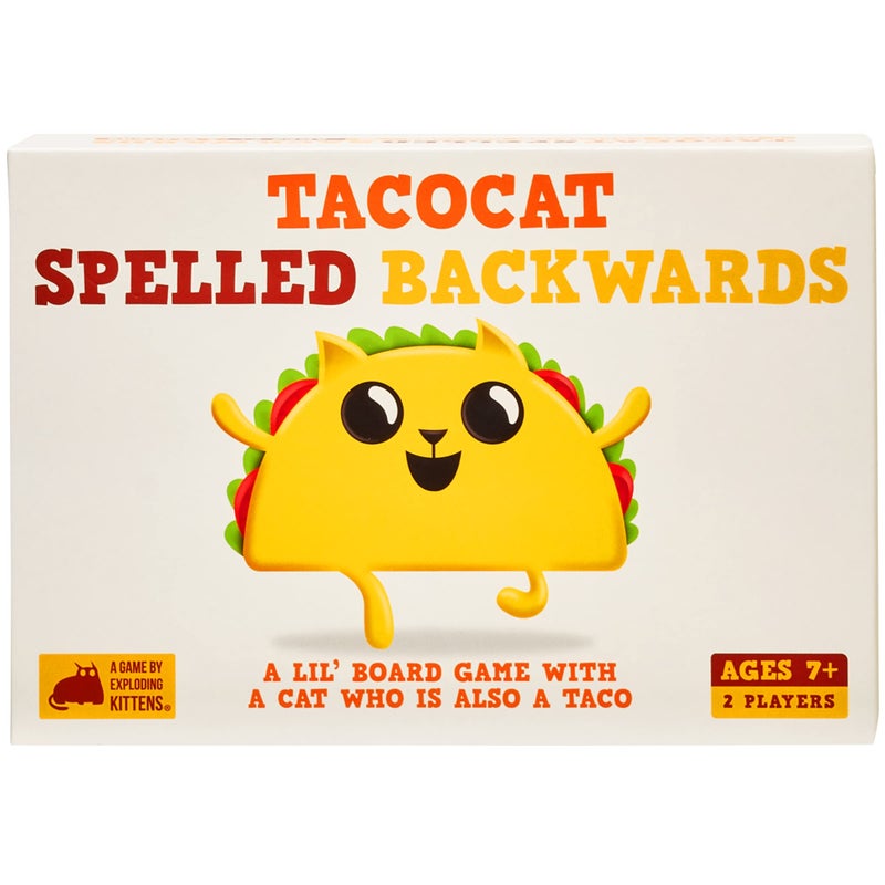 Exploding Kittens Tacocat Spelled Backwards 2 Players - Ages 7+ - 15 Minutes to Play - Clever Family Board Game - Couples Game, Family Game Night, Kid and Adult Board Game - Image 1