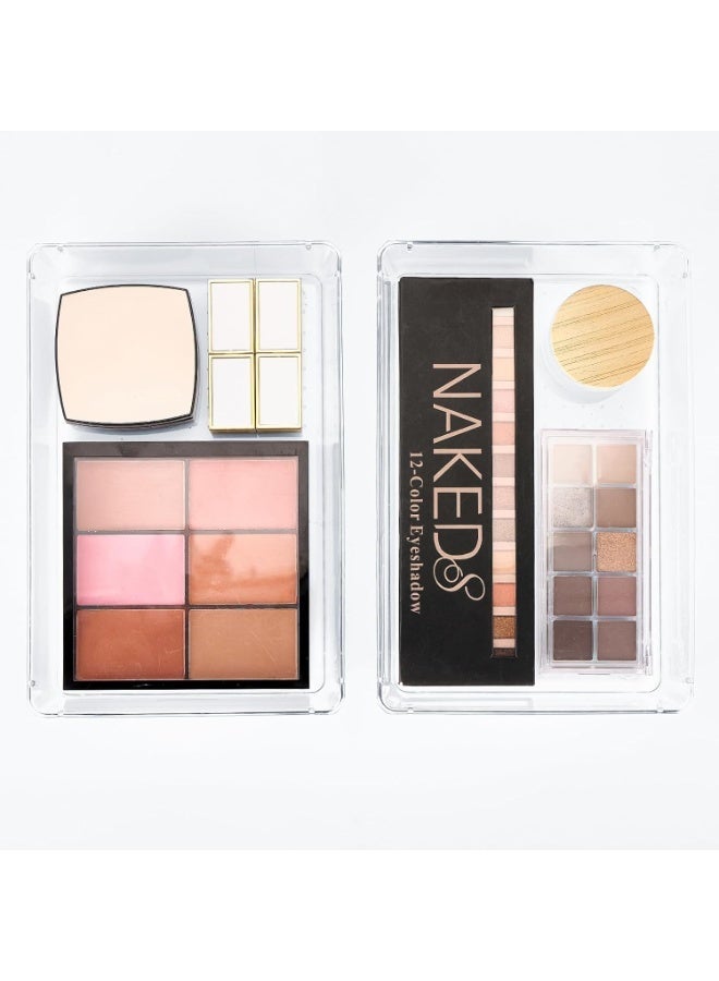 صناديق تنظيم أدراج المكتب، مجموعة من 6 منظمات مستحضرات التجميل والتخزين، منظم أدراج بلاستيكي غير قابل للانزلاق لمستحضرات التجميل والحمام والمطبخ والمكتب - Image 4