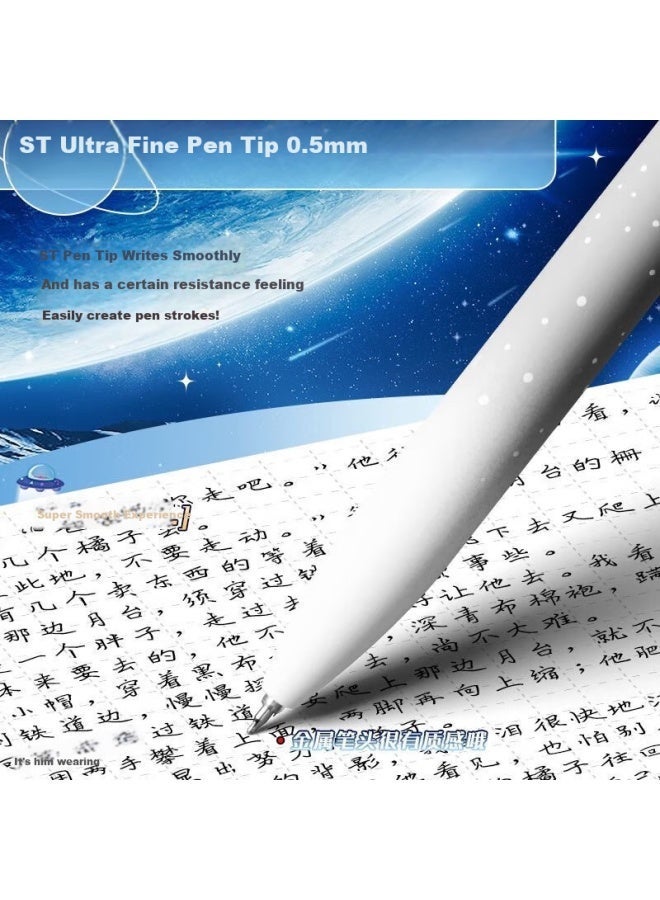 Lopet UFO Starry Sky Gel Pen - Quick-Drying 0.5mm Black Ink Pen for Students, Smooth Writing Ballpoint  Pen - Image 2