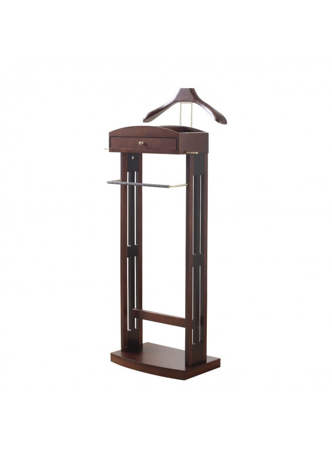 Proman Products Milan Valet Stand with Drawer, Top Tray, Contour Hanger, Trouser Bar, Tie & Belt Hooks and Shoe Rack - VL16226