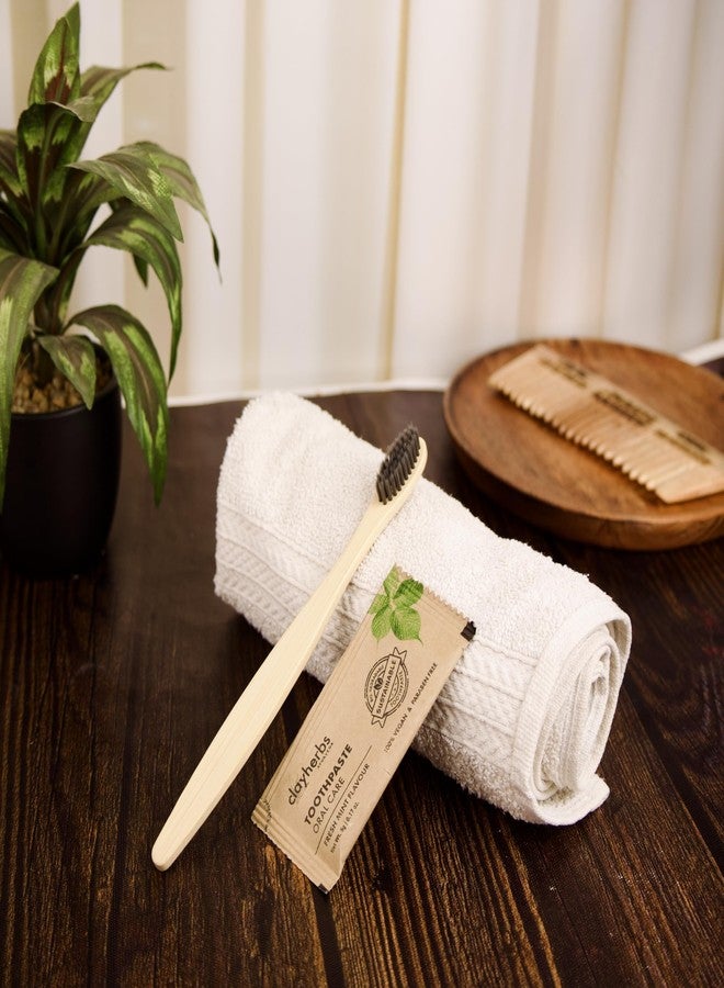 Clayherbs (Pack-50) Sustainable Eco-Friendly Organic Bamboo Toothbrush and Toothpaste Sachet, Natural Flavor, Oral Care Biodegradable & Non-Toxic Hotel Dental Kit For Rooms - Image 2
