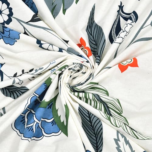 BLOCKS OF INDIA Hand Block Printed 200 TC Cotton King Size Bedsheet (Grey Orange Flower) - Image 3