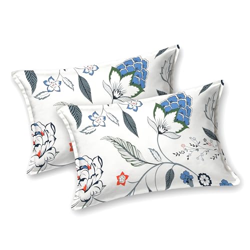 BLOCKS OF INDIA Hand Block Printed 200 TC Cotton King Size Bedsheet (Grey Orange Flower) - Image 5