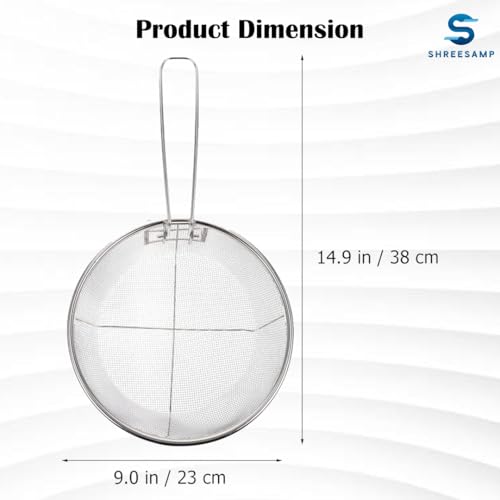 SHREESAMP Fry Basket Round Wire Deep Handles Pasta Spaghetti Mesh French Chip Fries Chicken Basket with Folding Handle for Kitchen Stainless Steel Serving Food Skimmer Strainer - Image 2