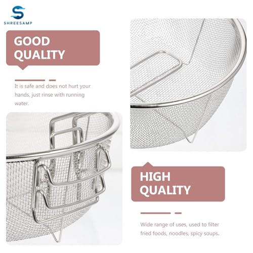SHREESAMP Fry Basket Round Wire Deep Handles Pasta Spaghetti Mesh French Chip Fries Chicken Basket with Folding Handle for Kitchen Stainless Steel Serving Food Skimmer Strainer - Image 4