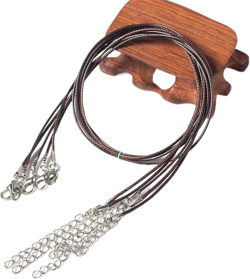 Rope Necklace String 100pcs Black Necklace Rope DIY Waxed Wire Metal Lobster Clasp Accessories String(Coffee 45CM 100pcs) - Image 1