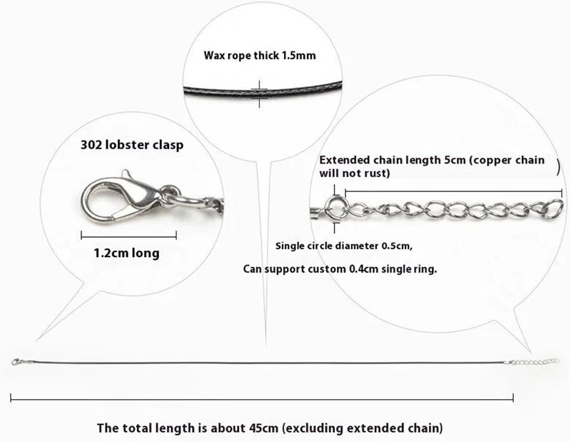 Rope Necklace String 100pcs Black Necklace Rope DIY Waxed Wire Metal Lobster Clasp Accessories String(Coffee 45CM 100pcs) - Image 4