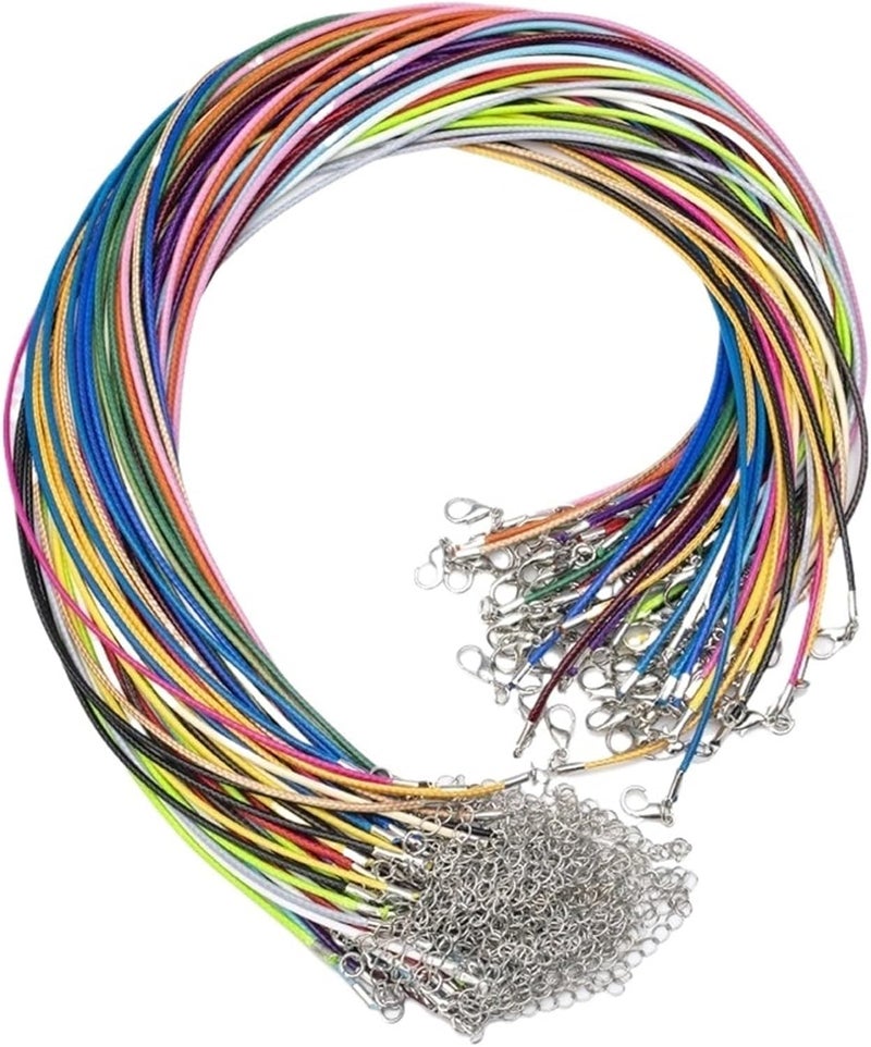 Rope Necklace String 100pcs Black Necklace Rope DIY Waxed Wire Metal Lobster Clasp Accessories String(Coffee 45CM 100pcs) - Image 5