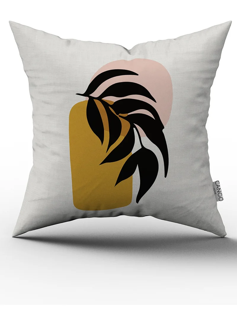 Cango Home Yellow Black Modern Bohemian Leaf Pattern Digital Printed Cushion Pillow Case CGH640