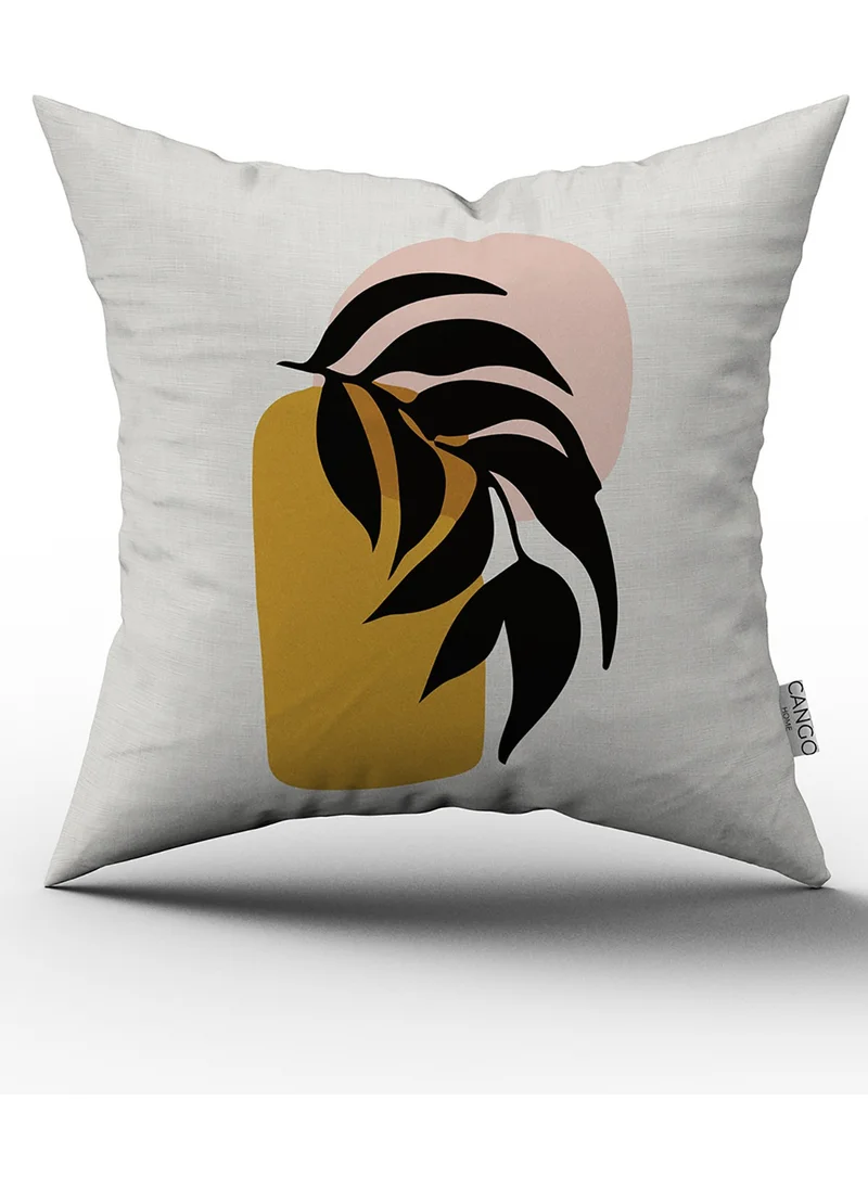 Cango Home Yellow Black Modern Bohemian Leaf Pattern Digital Printed Cushion Pillow Case CGH640