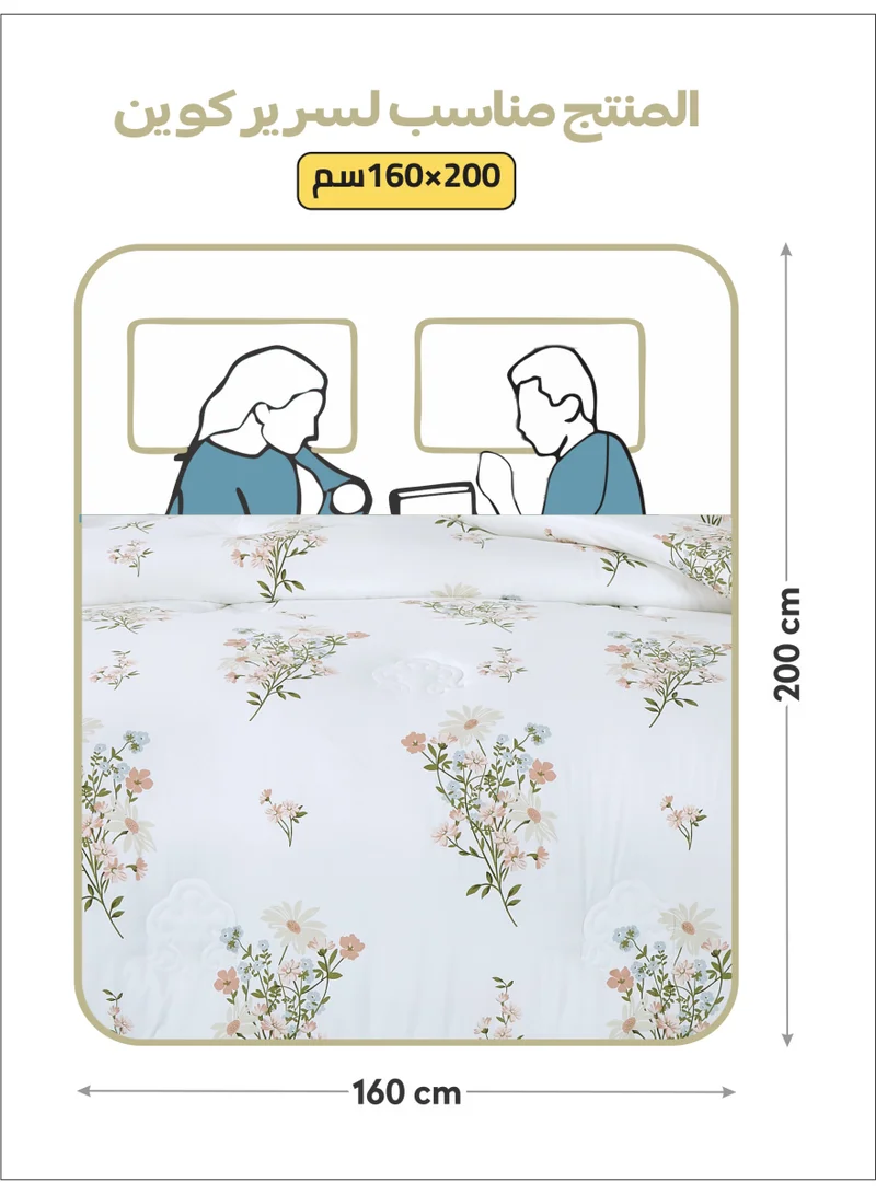 Donetella Bedding Comforter Set Queen Size, 4-Pcs Bed Set Fits 160x200 Cms -Printed Bedding Set-All Season- Brushed Microfiber (طقم مفرش سرير فندقي)