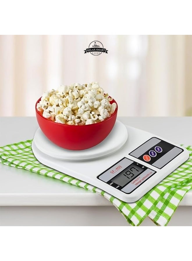 ريلاكس سمارت ميزان مطبخ رقمي حتى 10 كجم - ميزان دقيق لوزن الطعام للطهي والخبز، شاشة LCD، صغير الحجم وخفيف الوزن - أبيض (24.5 × 17 × 3.5 سم) - Image 2
