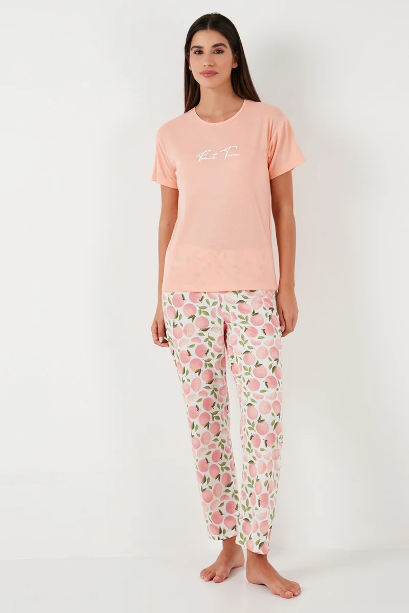 Lela Regular Fit Crew Neck Short Sleeve Pajama Set Women's Pajama Set 65770105