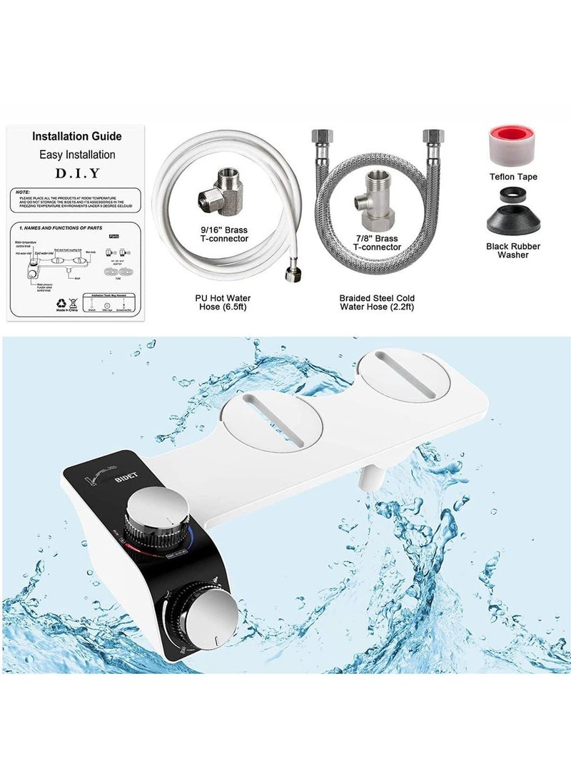 Sweet seven Non-Electric Bidet Toilet Attachment - Dual-Nozzle, Self-Cleaning, Cold & Warm Water Sprayer - Easy Adjustment for Sanitary and Refreshing Wash - Image 3
