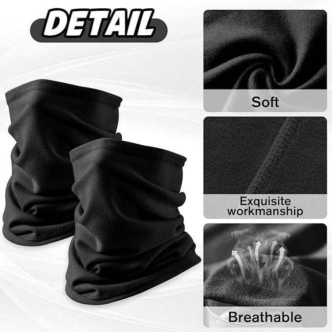 Showvigor 2 Pack Winter Neck Gaiter for Men & Women, Windproof Fleece Face Mask Cover, Cold Weather Scarf for Skiing, Cycling, Hiking & Outdoor Sports - Image 2