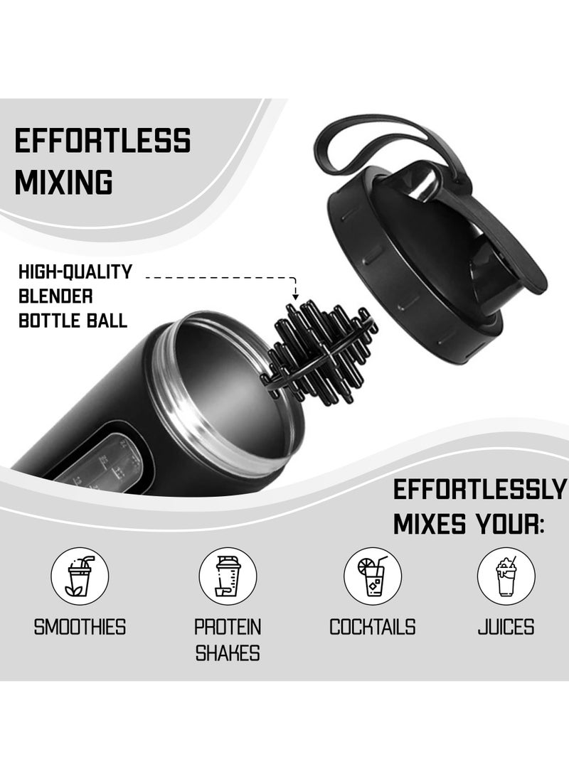 CMGTYYD - 28 Oz Visible Window Stainless Steel Protein Shaker Bottle with Shaker Ball (black) - Image 1