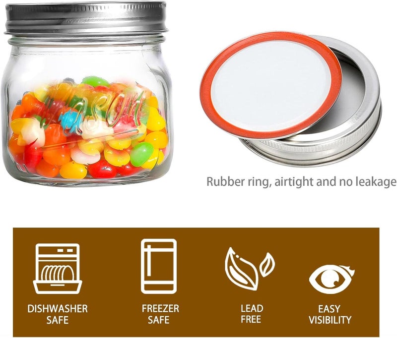 Ieavier 6PCS Wide Mouth Mason Jars 16oz with Airtight Lids and Bands, Canning Jars with Crystal Glass for Food Storage, Spice Jars, Canning, DIY Projects, Jam, Jelly, Honey, Preserving, Drinking - Image 3
