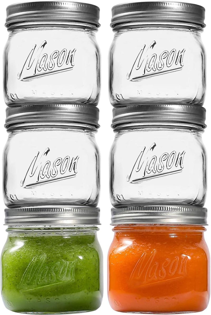 Ieavier 6PCS Wide Mouth Mason Jars 16oz with Airtight Lids and Bands, Canning Jars with Crystal Glass for Food Storage, Spice Jars, Canning, DIY Projects, Jam, Jelly, Honey, Preserving, Drinking - Image 1