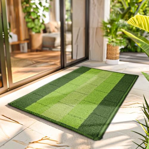 Status Contract Anti Slip Front Door Mat|(38x58cm) Living Room Rug for Entrance Door|Polypropylene Floor Mat for Home|Essential Small Rug for Office, Bedroom & Kitchen| (Green), Rectangular - Image 1