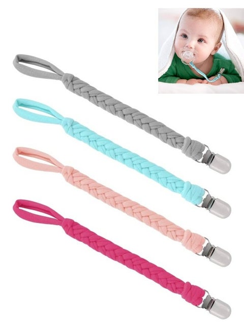 4-Piece Teething Ring Holder Leash And Pacifier Nipple Holder Strap