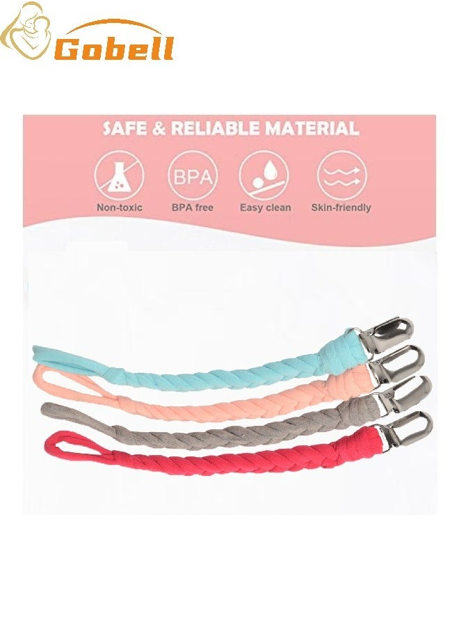 4-Piece Teething Ring Holder Leash And Pacifier Nipple Holder Strap