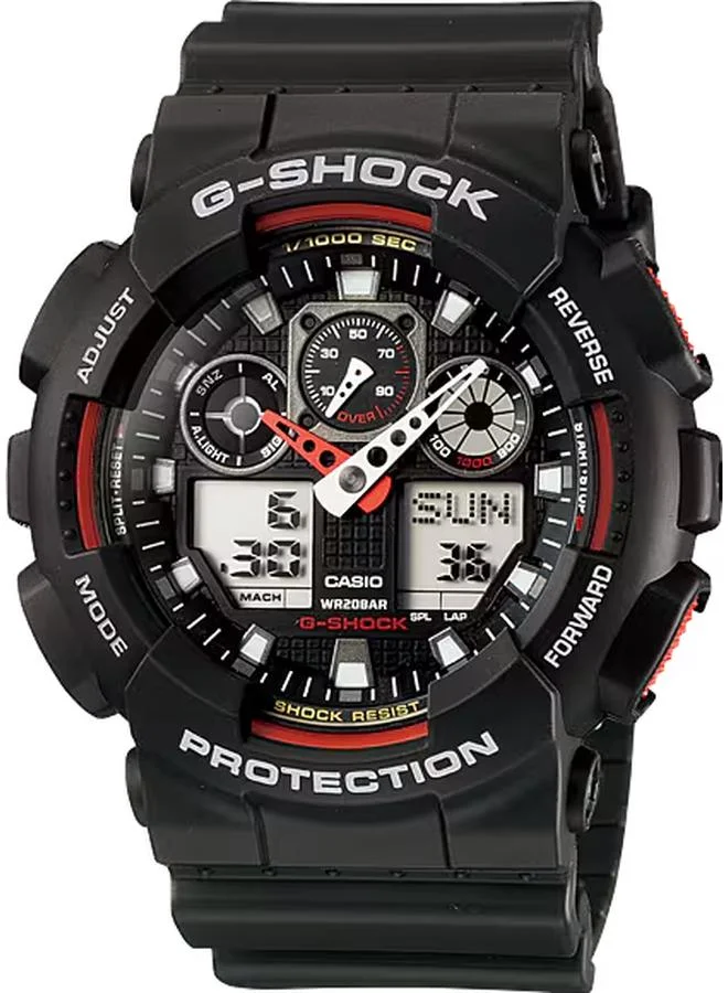 جي شوك Men's Analog-Digital Display Watch With Black Resin Strap - GA-100-1A4DR