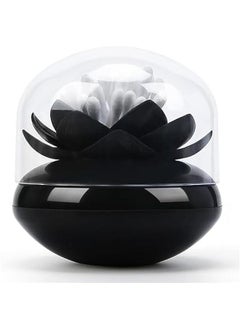 Lotus Cotton Swab Holder Cotton Swabs Bud Small QTips Box Toothpicks Container Flower Bathroom Decor - Black