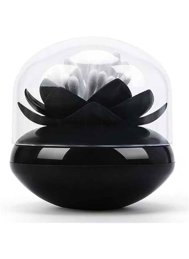 Generic - Lotus Cotton Swab Holder Cotton Swabs Bud Small QTips Box Toothpicks Container Flower Bathroom Decor - Black - Image 1