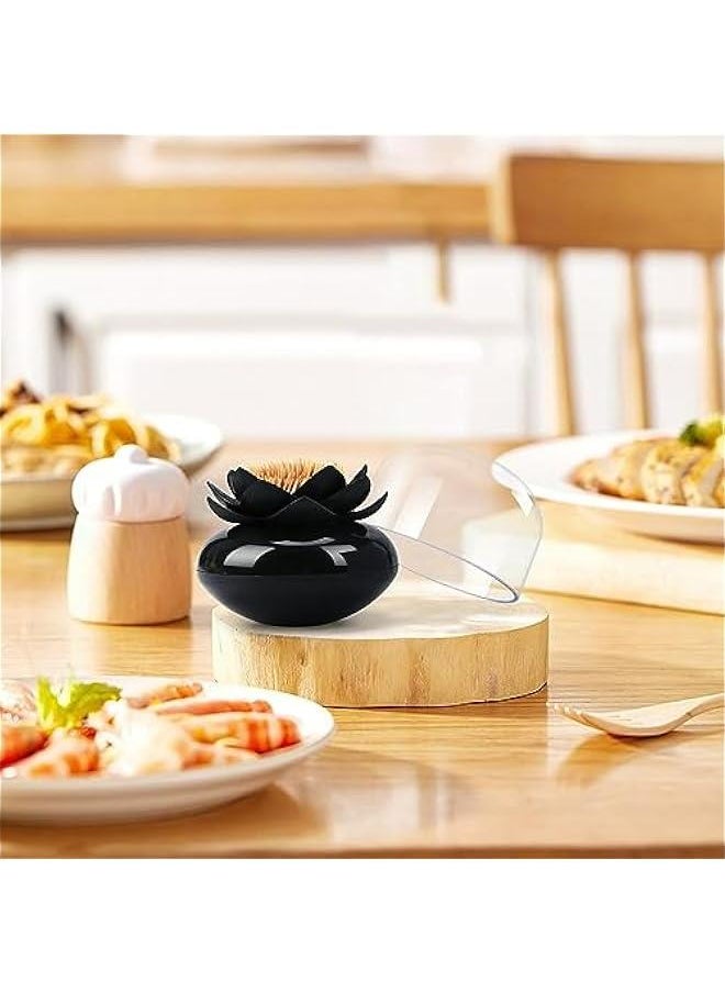Generic - Lotus Cotton Swab Holder Cotton Swabs Bud Small QTips Box Toothpicks Container Flower Bathroom Decor - Black - Image 1