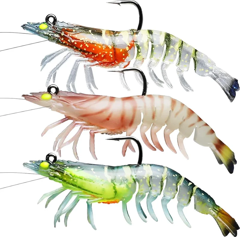 Valkyrie 3 Pieces Silicone Shrimp Fishing Bait 9cm 11.5gr Realistic Sea Bass Killer Bait Lrf Spin
