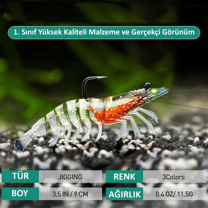 Valkyrie 3 Pieces Silicone Shrimp Fishing Bait 9cm 11.5gr Realistic Sea Bass Killer Bait Lrf Spin