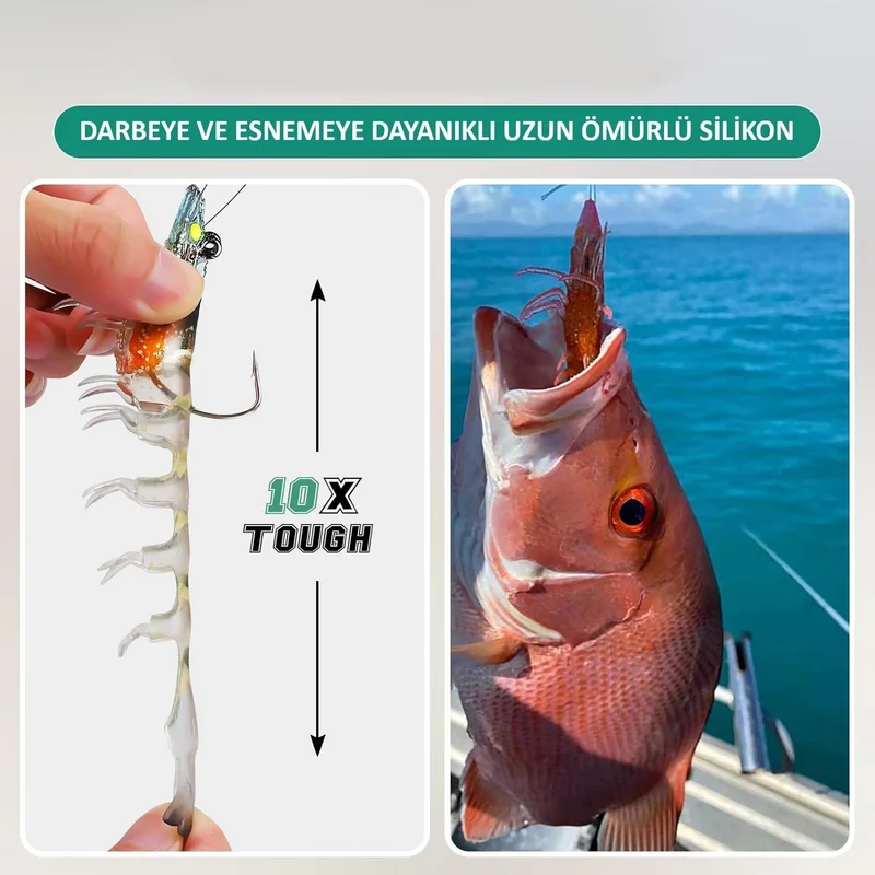 Valkyrie 3 Pieces Silicone Shrimp Fishing Bait 9cm 11.5gr Realistic Sea Bass Killer Bait Lrf Spin