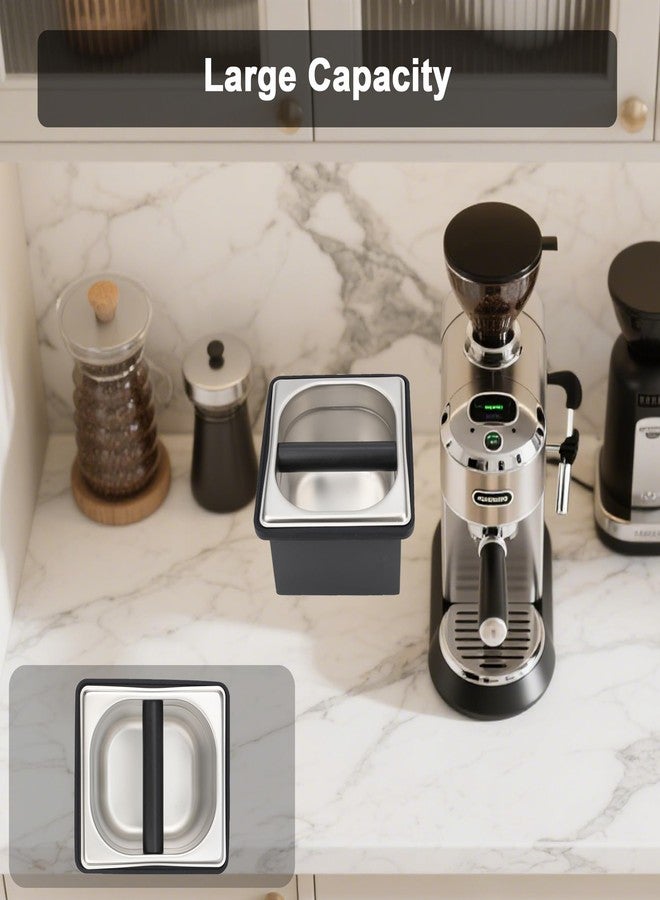 YURICK Espresso Knock Box, Coffee Knock Box for Espresso Grounds Disposal, Large Capacity, Equipped with Noise Reduction Rubber Ring & Steel Holder, Ideal Tool for Espresso Machines, Black (Small) - Image 5