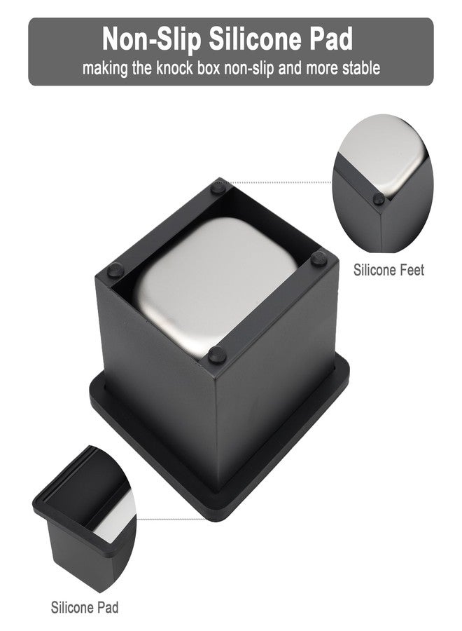 YURICK Espresso Knock Box, Coffee Knock Box for Espresso Grounds Disposal, Large Capacity, Equipped with Noise Reduction Rubber Ring & Steel Holder, Ideal Tool for Espresso Machines, Black (Small) - Image 4