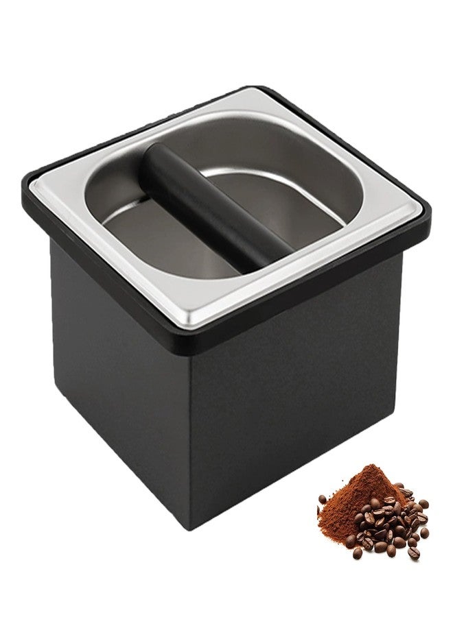 YURICK Espresso Knock Box, Coffee Knock Box for Espresso Grounds Disposal, Large Capacity, Equipped with Noise Reduction Rubber Ring & Steel Holder, Ideal Tool for Espresso Machines, Black (Small) - Image 1