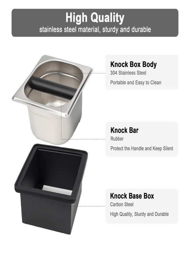 YURICK Espresso Knock Box, Coffee Knock Box for Espresso Grounds Disposal, Large Capacity, Equipped with Noise Reduction Rubber Ring & Steel Holder, Ideal Tool for Espresso Machines, Black (Small) - Image 3