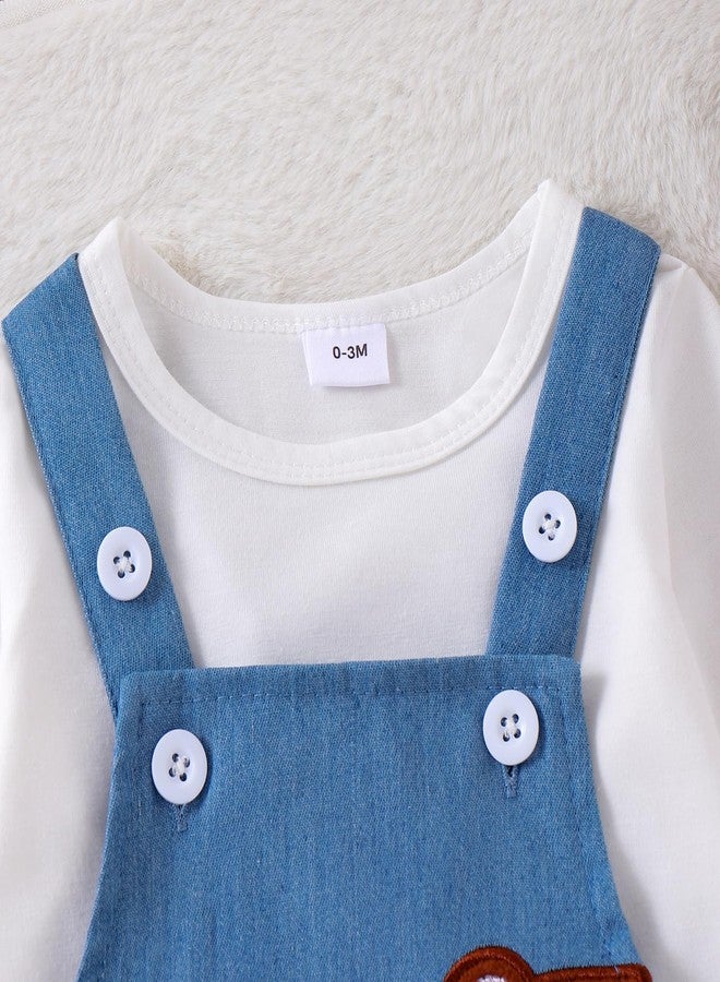 PMIYS Baby Boys Cute Outfits Long Sleeve Crew Neck Tops with Jumpsuits Set Newborn Boys Fall Winter Clothes (01 Blue, 12-18 Months) - Image 4