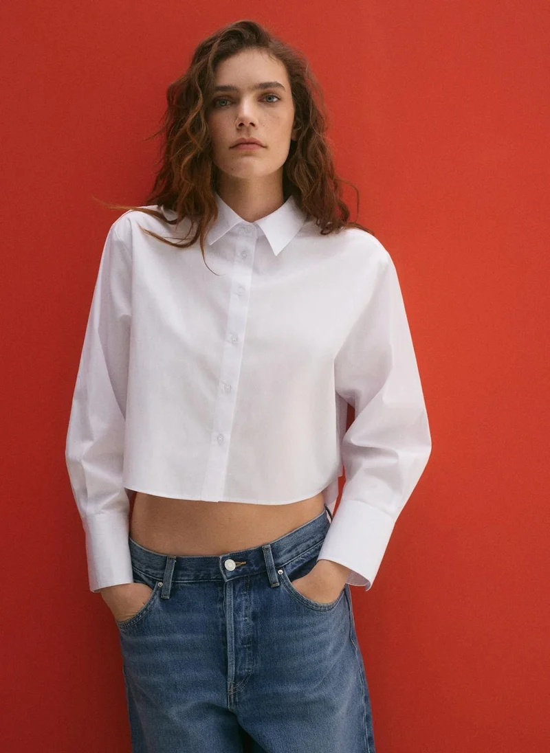 MANGO Regular Fit Cropped Shirt