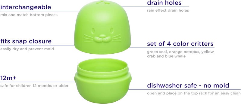 Ubbi Interchangeable Bath Toys for Toddlers and Baby, Colorful Mix and Match Baby Bath Accessory, Water Toys for Toddler Bath Playtime, Set of 4 - Image 4
