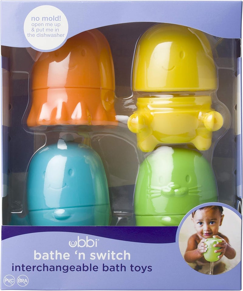 Ubbi Interchangeable Bath Toys for Toddlers and Baby, Colorful Mix and Match Baby Bath Accessory, Water Toys for Toddler Bath Playtime, Set of 4 - Image 5