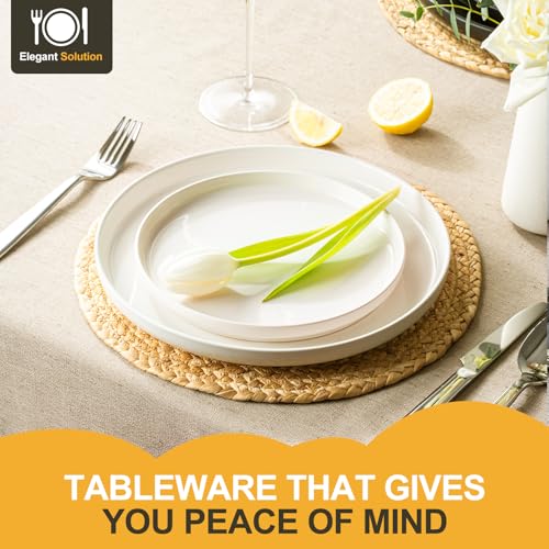 EWFEN Plates and Bowls Sets, 24 Pieces Ceramic Dinnerware Set for 8, Stoneware Dishware Dishes Set, Scratch Resistant Dishes Set, Dishwasher & Microwave Safe, White - Image 2