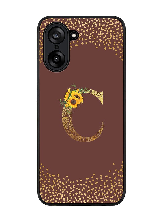 Stylizedd For OnePlus Nord CE5 / Ace 5 Racing Case,Slim fit Camera Protection, Shockproof Thin Phone cover  - Custom Floral Monogram - C  (Brown )